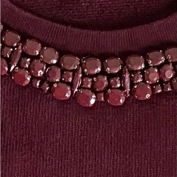 J CREW | Women’s Embellished Crewneck Sweater in 100% Cotton Wine Red Size S - Picture 6 of 8